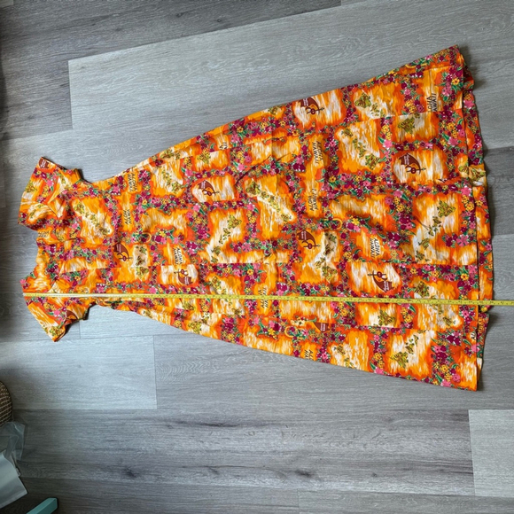 Made in Hawaii Vintage 80s Orange Flutter Sleeve Maxi Sundress Women’s 12 Resort - Picture 6 of 13